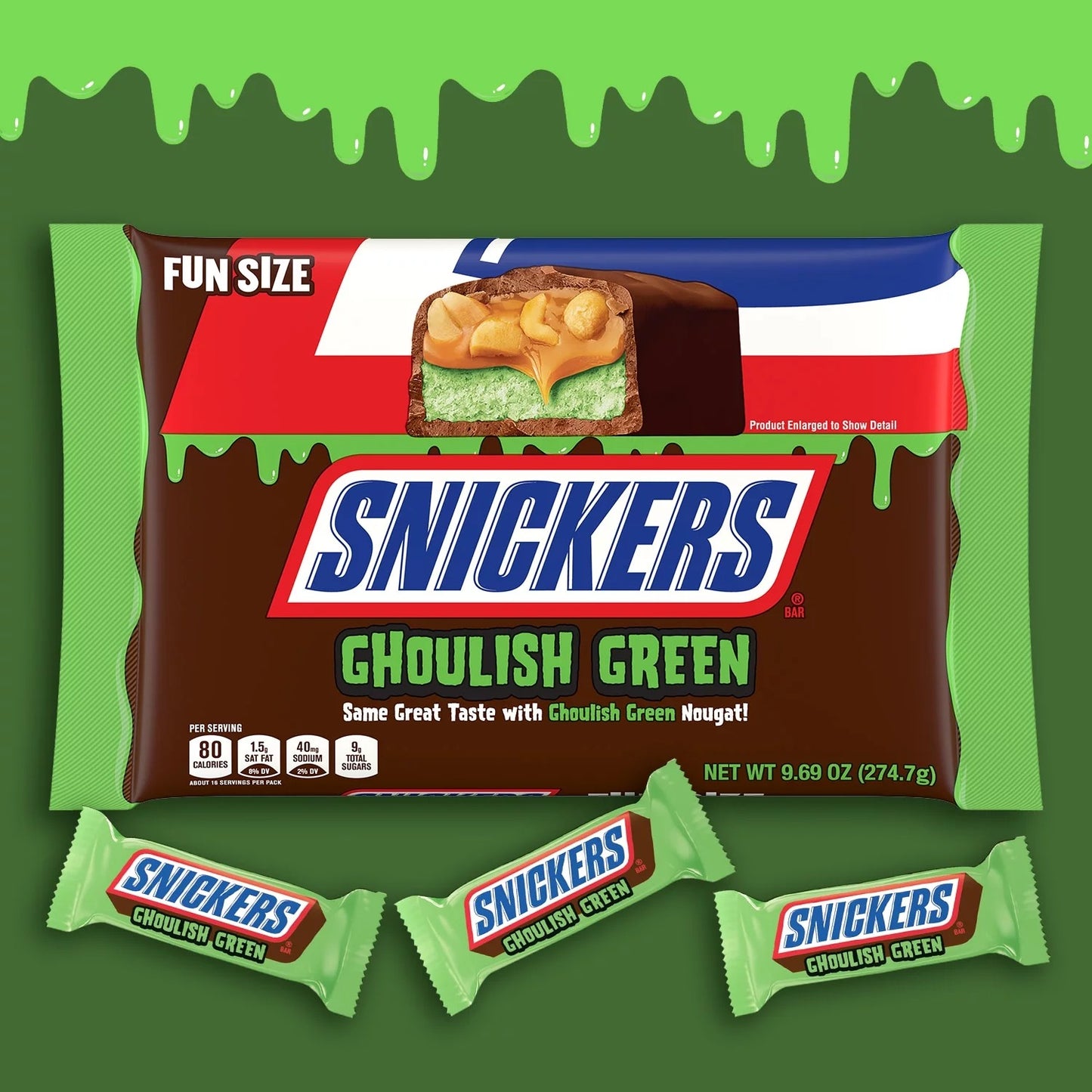 Snickers Ghoulish Green Halloween Candy Bars