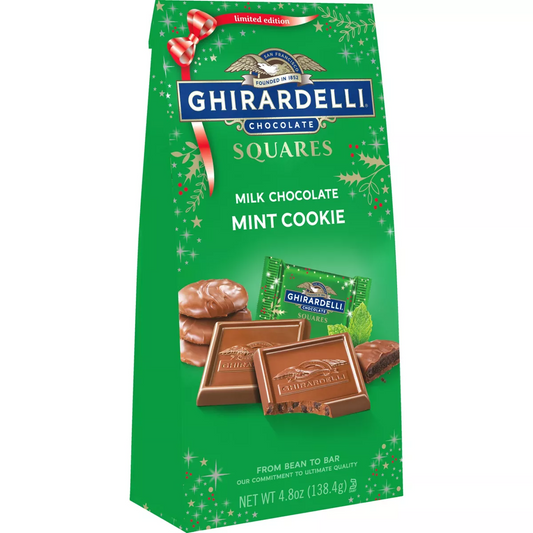 Ghirardelli Christmas Milk Chocolate Mint Cookie Squares Bag
